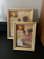 *Pair/Set of 2 Gold Wood Photo Frame Holds 5x7 and 8x10 Tabletop or Hang