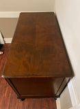 Vintage 4 Drawer DRESSER with Removable Mirror Queen Anne Legs Ornate Pulls Walnut Finish Buffet