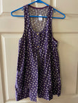 Vintage Womens Juniors Small Sleeveless Purple Floral 3 Button Smock Vest