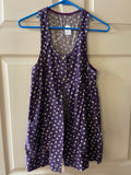 Vintage Womens Juniors Small Sleeveless Purple Floral 3 Button Smock Vest