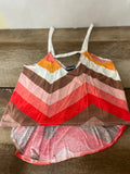 Womens Juniors WET SEAL Small Orange-Red-Brown Stripe Crop Top Hi Low