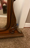 Vintage 4 Drawer DRESSER with Removable Mirror Queen Anne Legs Ornate Pulls Walnut Finish Buffet