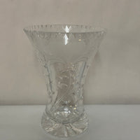 a** Heavy Crystal Clear 6.5” Flower VASE Diamond Cut Etched Decor