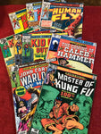 a* Vintage MARVEL Comics Kung Fu Warlord Caleb Hammer Kid Colt Outlaw Human Fly Vtg Comic Books Lot of 9 Retired
