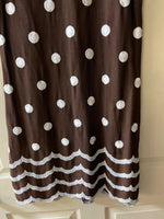 € Vintage 1960s Womens SUSAN THOMAS Brown & White Embroidery Sleeveless Dress Sz Small 6-8