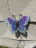 NEW Set/3 Tin Metal  Butterflies Garden Decor Purple Orange Blue