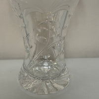 (L) <€€ Heavy Crystal Clear 6.5” Flower VASE Diamond Cut Etched Decor