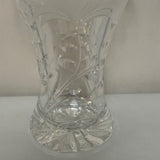 (L) <€€ Heavy Crystal Clear 6.5” Flower VASE Diamond Cut Etched Decor