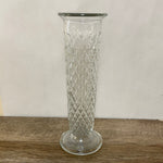 a** E.O. BRODY 8” Bud Vase Hoosier Glass Quilted Diamond #919 USA Decor