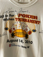 Mens Large 2010 Make A Wish Poker Tournament NY TShirt Autographed Kenna James DevilFish