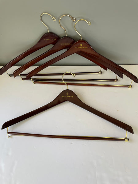 <€€ Lot/5 Dark Walnut Colored NORDSTROM’s Hangers Suit Coat Jacket Trousers Pants Wood