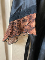 Womens Small/Medium GILLIGAN & O’MALLEY Black Leopard Chemise Gown & Robe