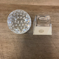 €a* Crystal Dimpled Golf Ball and Pedestal Paperweight 3.75” by Celebrations Father’s Day