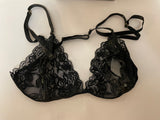 Womens Medium/Large Rene Rofe’ 2pc Black Lace Bra & Garter NWT