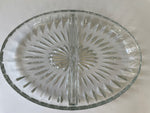 a** Vintage Heavy Oval Pressed Cut Glass Serving Tray Divided Relish Condiment