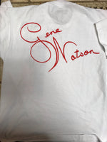 NEW Vintage Mens GENE WATSON He’s Back in Texas Again Tshirt Single Stitch Cotton Poly White Size L