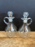 a** Pair/Set of 2 Clear Glass Vinegar Oil Cruet Jars Dispensers Bottles with Lids