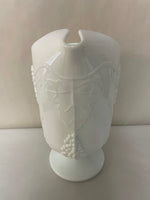 a** Vintage Milk Glass Colony Harvest 2 QT Pitcher w/ 4 Tumblers White Grapes & Leaves