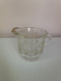 a** Vintage 3” Clear Glass Embossed Frosted Leaves Handled Pitcher Creamer