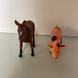 a* Vintage Set/2 Luckystar Play Animals Horse & Pig Figurines Schleich China 1990s