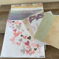 *Lot/12 Romantic Scrapbook Paper Single Sheets 7-12X12 & 5-11x9