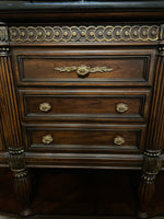 ~ Beautifully Carved Buffett~Server~Cabinet Glass Front Drawers Curio~TV Display Marble Top