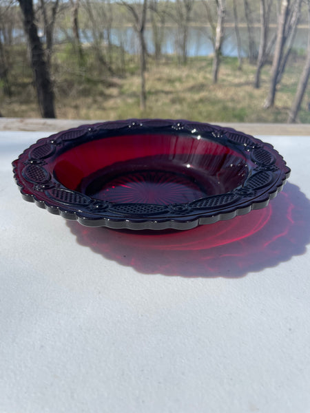 a* Vintage Single AVON 1876 Cape Cod 7.25" Soup Cereal Bowl Deep Ruby Red Garnet Colored Glass