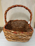 <[add]€€ Large Wood Woven Gathering Basket w/ Handle Wrapped w/ Fall Ribbon