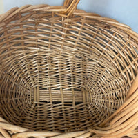 <€€ XLarge Round Wood Bamboo Woven Gathering Basket w/ Handles Easter