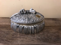 ~ Vintage BERGER Silver Trinket Keepsake Box Sculpted Bow Hinged Lid