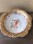 a** Vintage DRESDEN China 9” Orange Fruit Gold Rim Porcelain Bowl Retired
