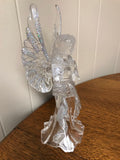 Clear Iridescent Glitter 11” Angel Figurine Christmas Holiday