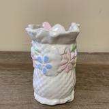 Vintage Ceramic PLANTER Pink Bow Baby Bootie Nursery