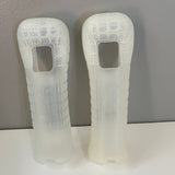 a* Official Nintendo Wii Remote Rubber Silicone Gel Cover Sleeves Clear Lot of 2