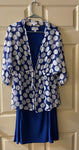 Womens KARIN STEVENS 2 Pc Blue Dress w/ Blue/White Sheer Coverup Sz 12