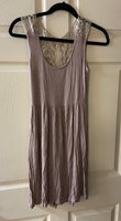 Womens Juniors JUST GINGER Brown Tank Dress w/ Gold Lace Back Small