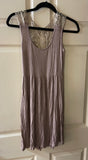 Womens Juniors JUST GINGER Brown Tank Dress w/ Gold Lace Back Small