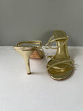 Womens Aldo Gold  Slip On Sandal High Heel Straps Size 7M Sexy