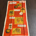 Vintage Williamsburg Johnny Appleseed Theme Linen Tea Towel by Fallani & Cohn Red Gold
