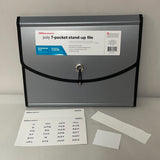 *New Office Depot 7 Pocket Letter Expanding File Folder Elastic Closure Gray Tabs