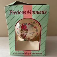 ~ Vintage Precious Moments Ornament “Tie-dings of Joy” Glass Christmas 1994 Enesco Dog