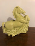 a*€ Vintage PLANTER Stanford Pottery Art Deco Rearing Horse Lime Green MCM