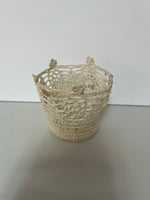 Vintage Starched Crochet Bowl Cup Wrap in Ivory Set of 6