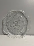 ~€ Vintage Pressed Glass 10” Plate Platter Serving Tray Flower Design w/ Scalloped Edge