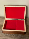 Vintage Wood Music Jewelry Box Case Red Velvet Lining “We’ve Only Just Begun” Marriage