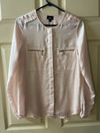 Women's Juniors MOSSIMO Sheer Blouse Shirt Top Sz S/P Pink Rose Gold Zipper Pockets