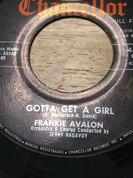 a* RARE Vintage MUSIC Frankie Avalon "Who Else But You" "Gotta Get A Girl" Chancellor #1077 45 RPM Vinyl Record