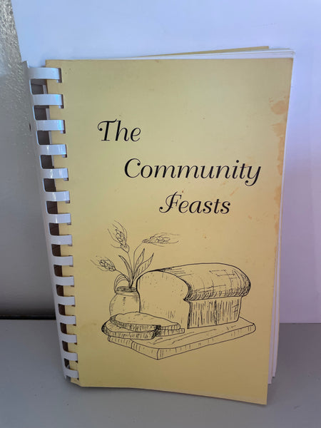 a* Vintage The Community Feasts Yardley United Methodist PA Cookbook Softcover Spiral Bound