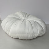 Round White Gathered Pillow 13” Button