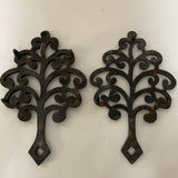 a** Vintage Pair/Set of 2 Black Cast Iron Trivet “Family Tree” Pattern